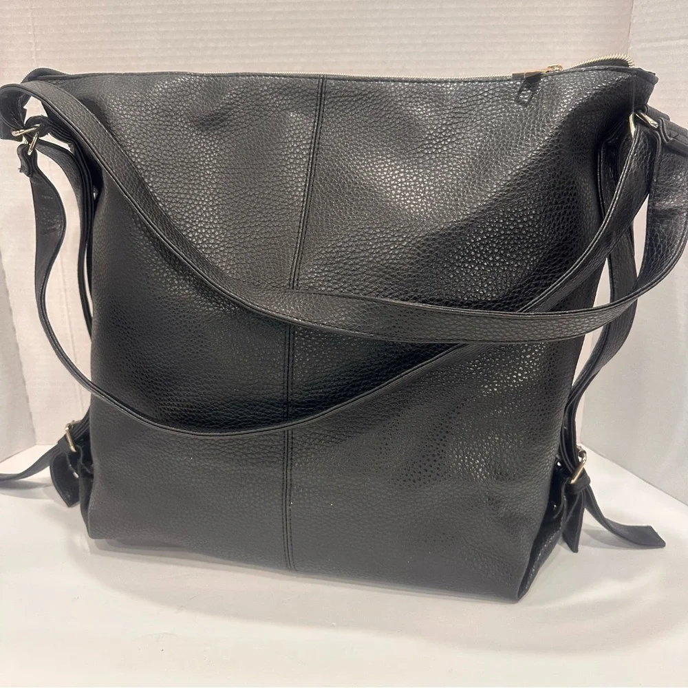 Women’s black purse satchel shoulder bag oversized purse new pebbled leather